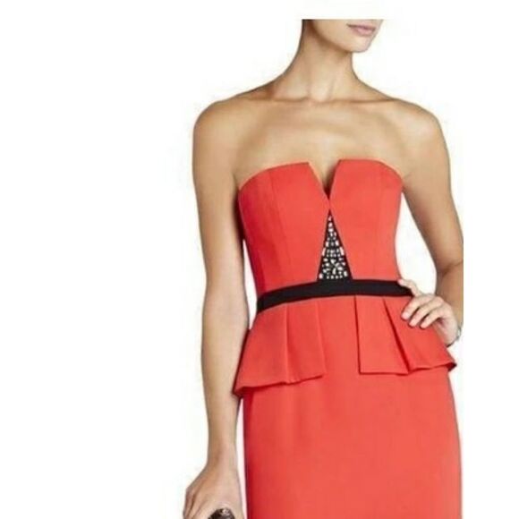 Holiday Party? Then love this BCBG Poppy Color Cocktail Dress w/Art Deco detail. - Picture 1 of 6